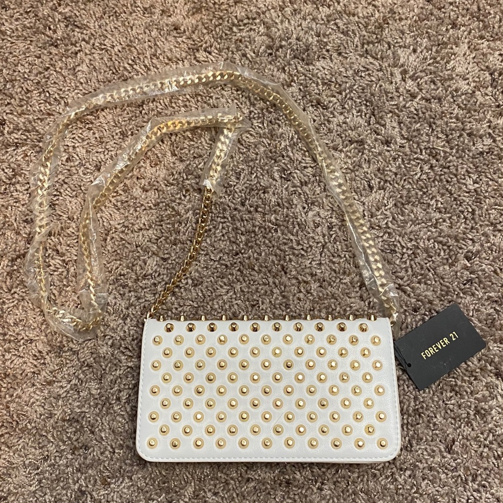 3/$30 White / Gold Studded Crossbody
